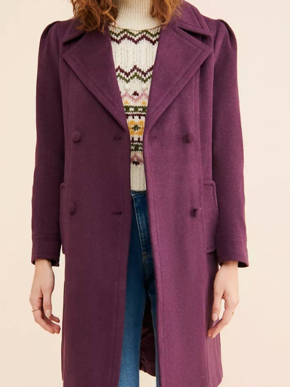 Avec Les Filles Purple Puff Sleeve Coat